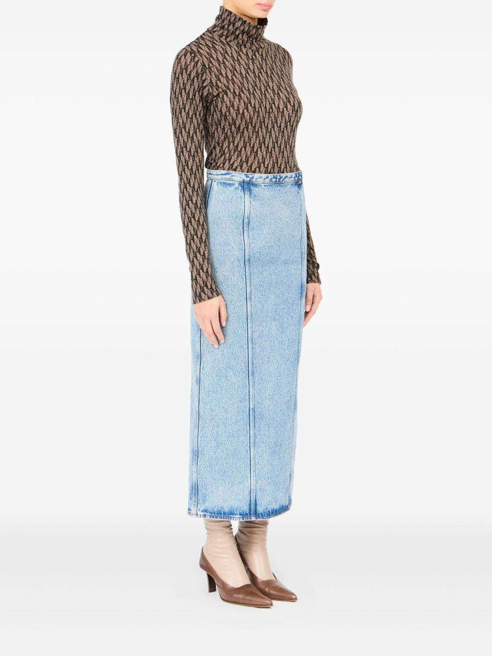 denim panelled skirt - 3