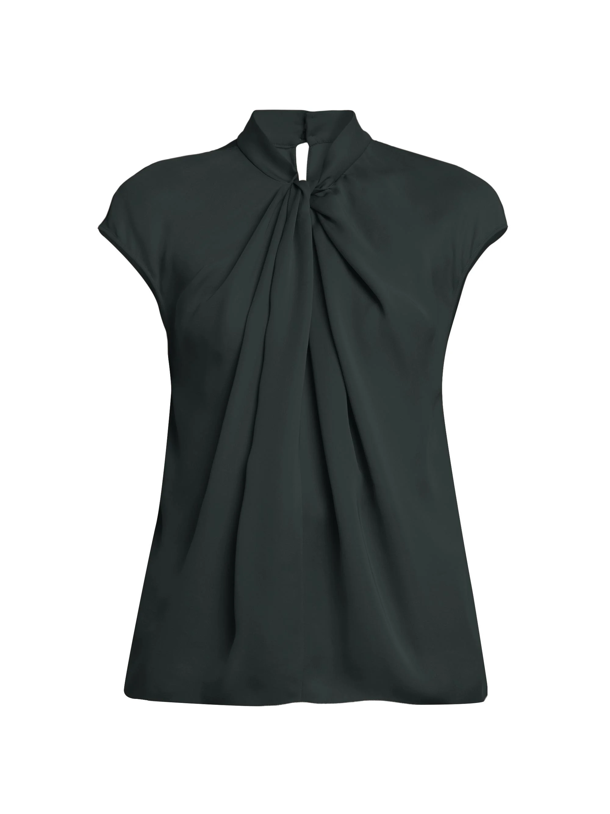 Women's Double Georgette Washed Silk Shirt - Black Forest - 1