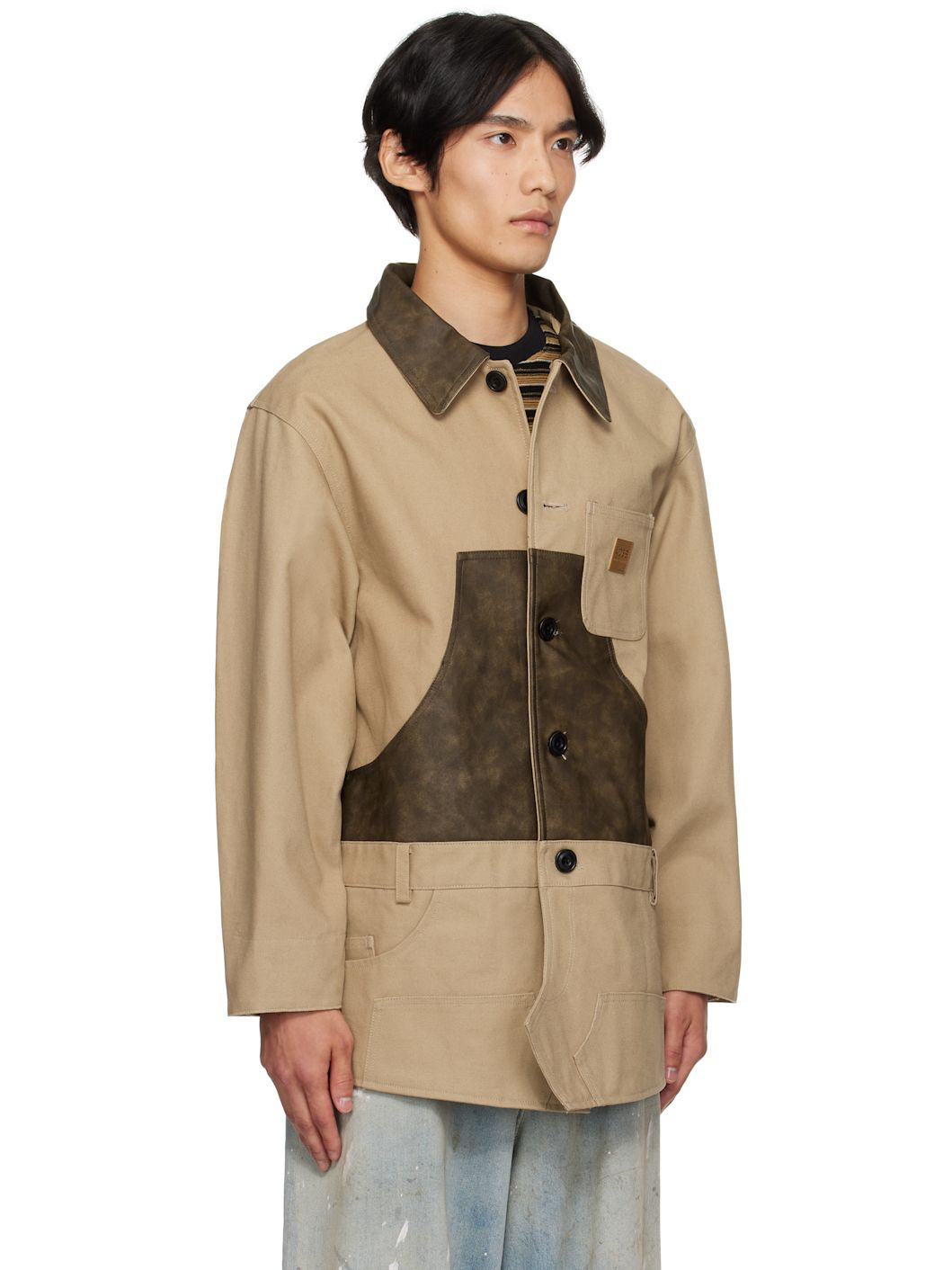 Beige Carpenter Shorts Inserted Coat - 2