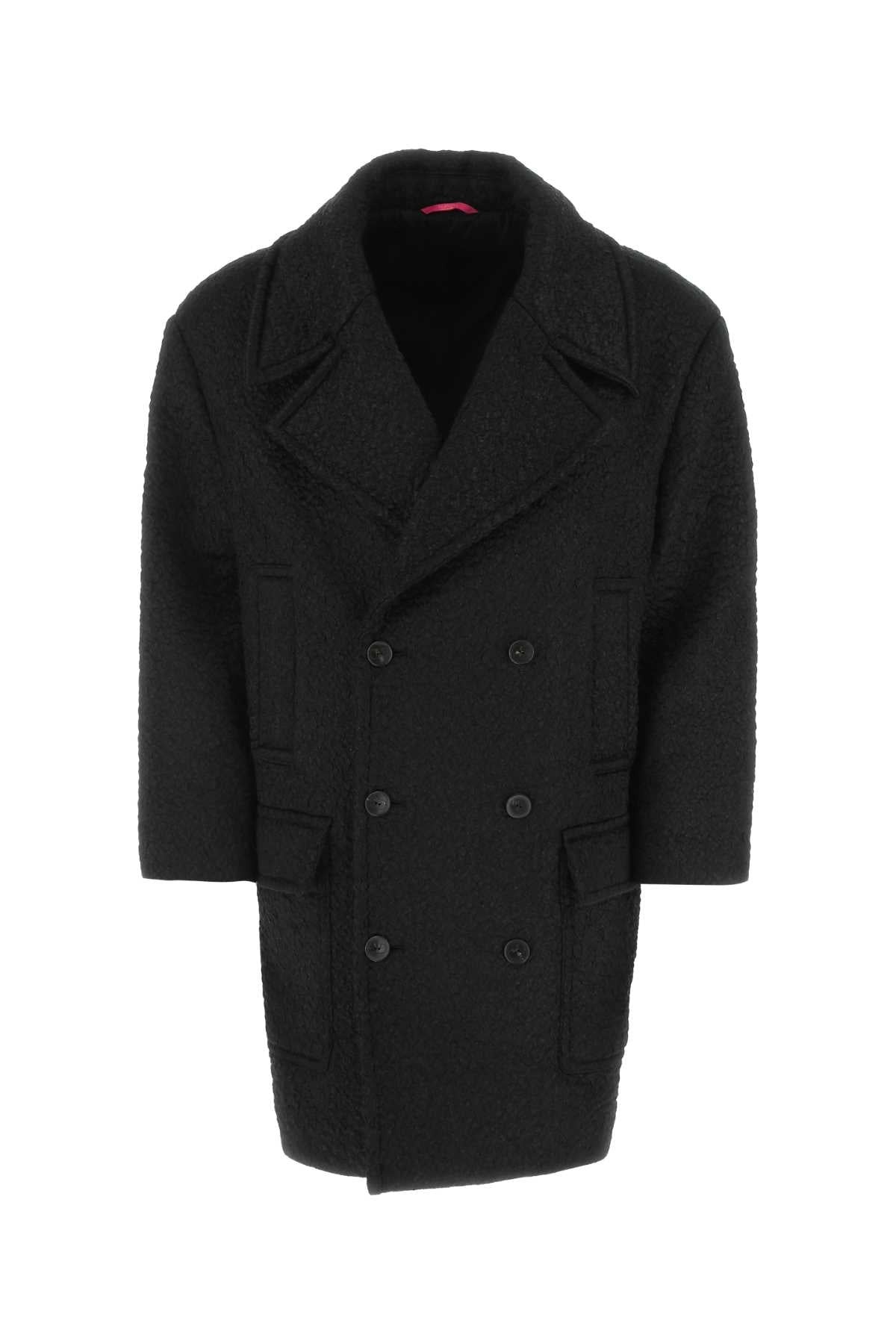 Valentino Garavani Men Black Wool Blend Coat - 1