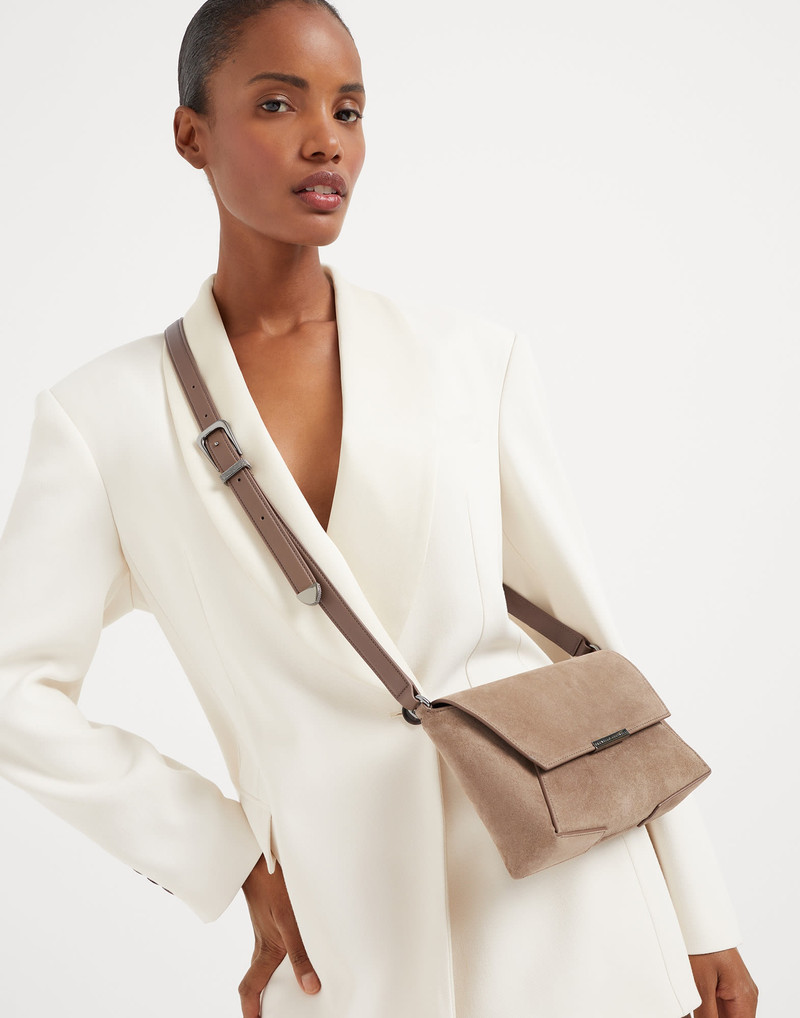 Sueded calfskin envelope bag with monili 4