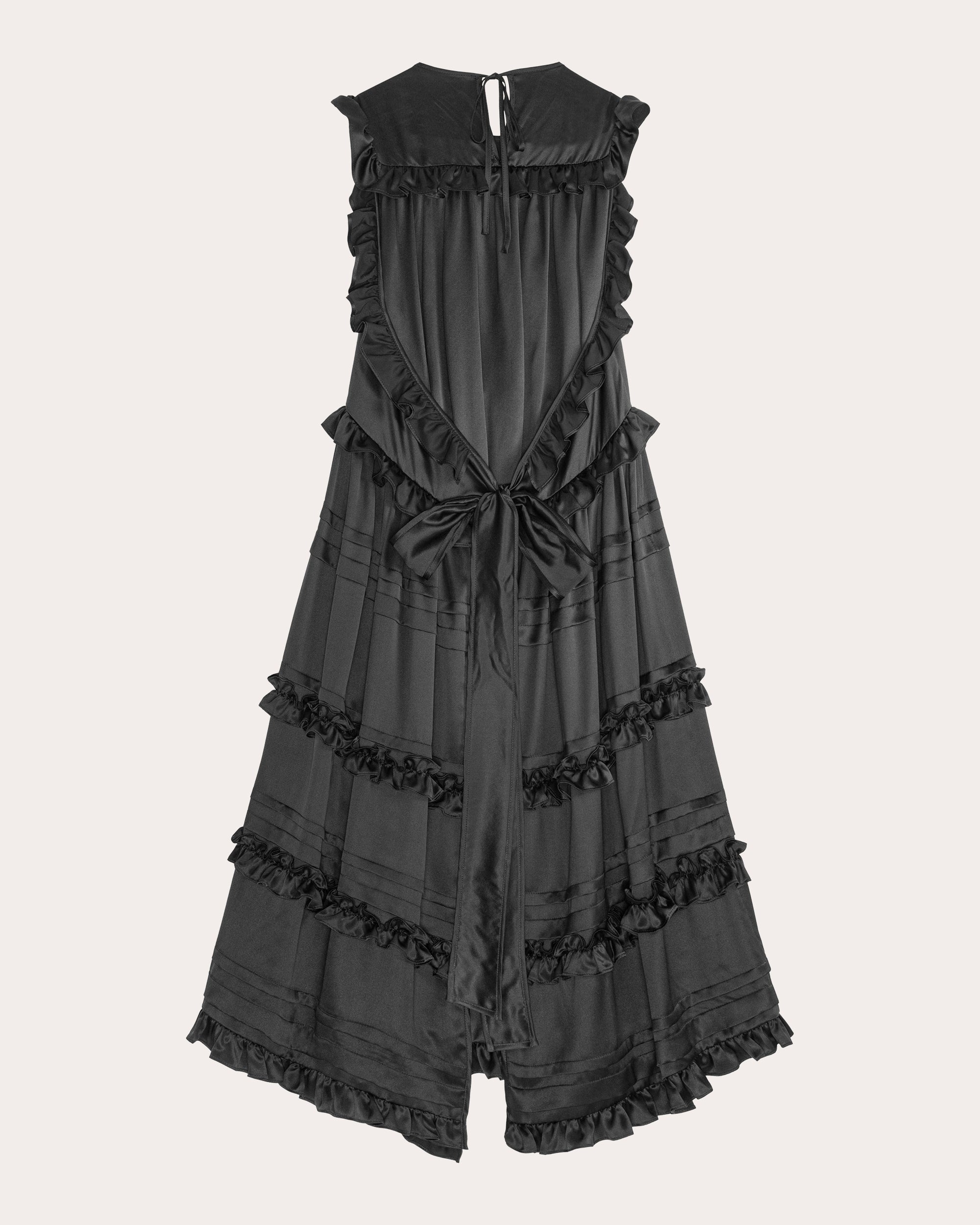 Aileen Ruffle Tiered Silk Satin Midi Dress - 5