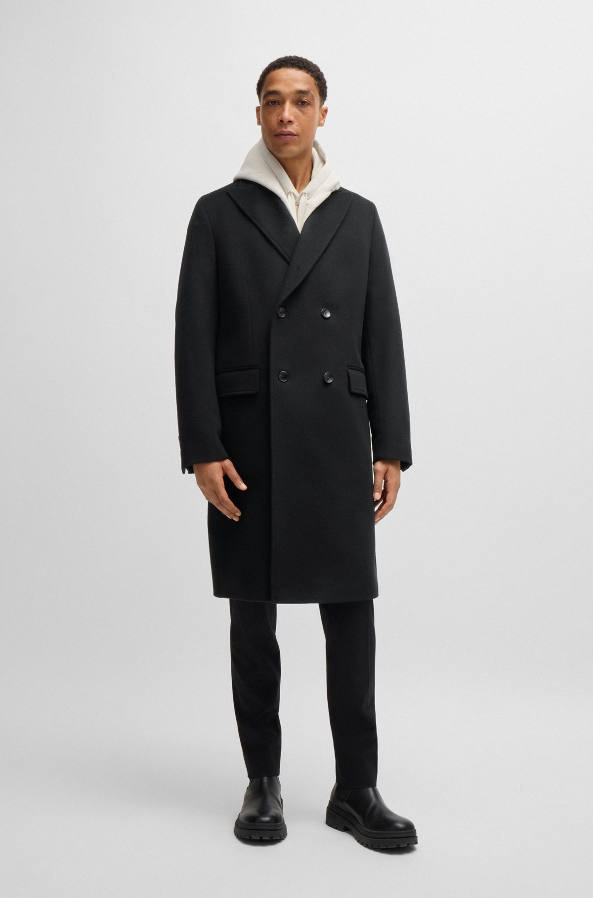 DOUBLE-BREASTED COAT IN WOOL AND CASHMERE - 4