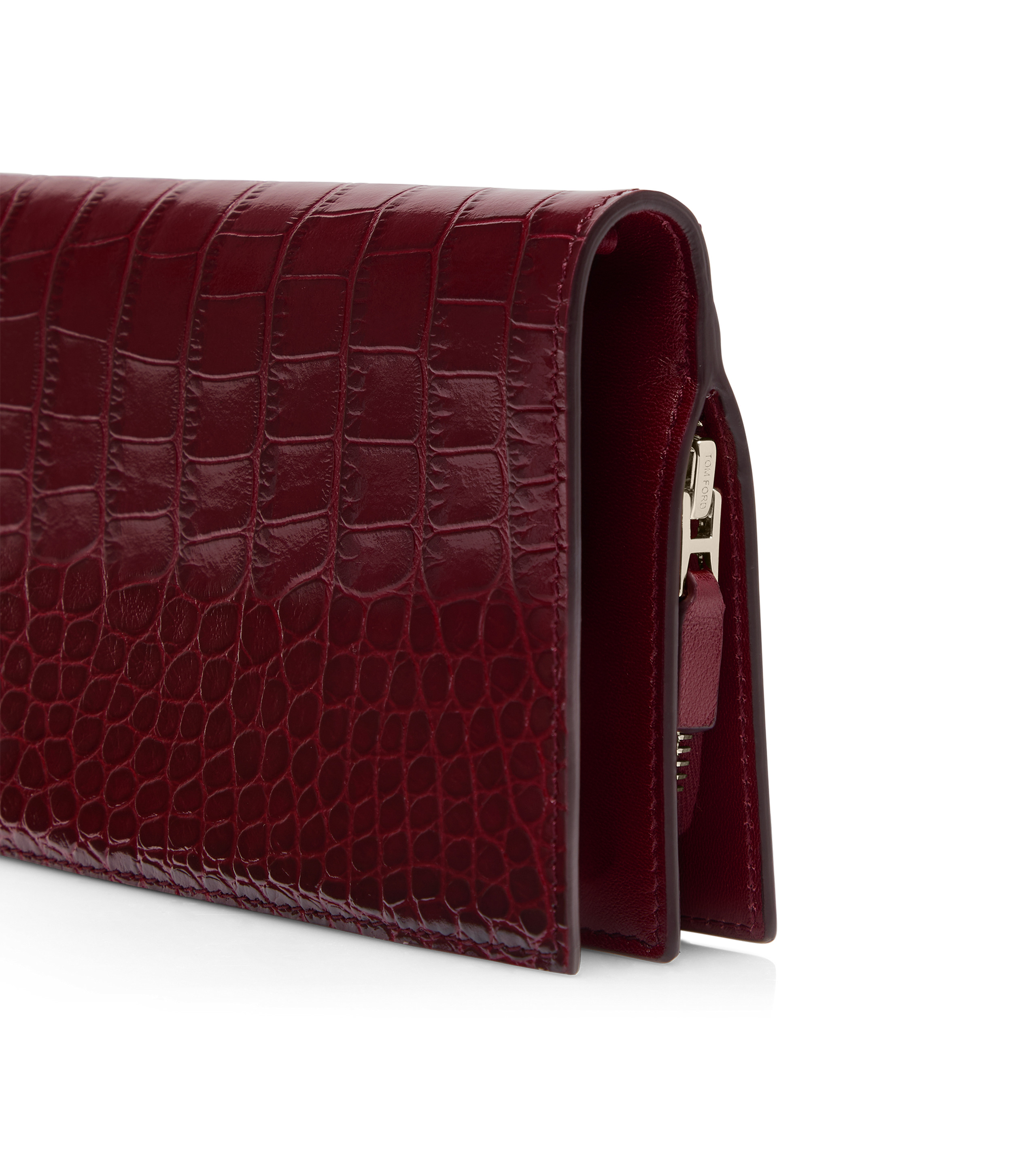 SHINY STAMPED CROCODILE LEATHER VERTICAL WALLET - 4
