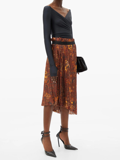 BALENCIAGA Floral-print pleated-jersey midi skirt outlook