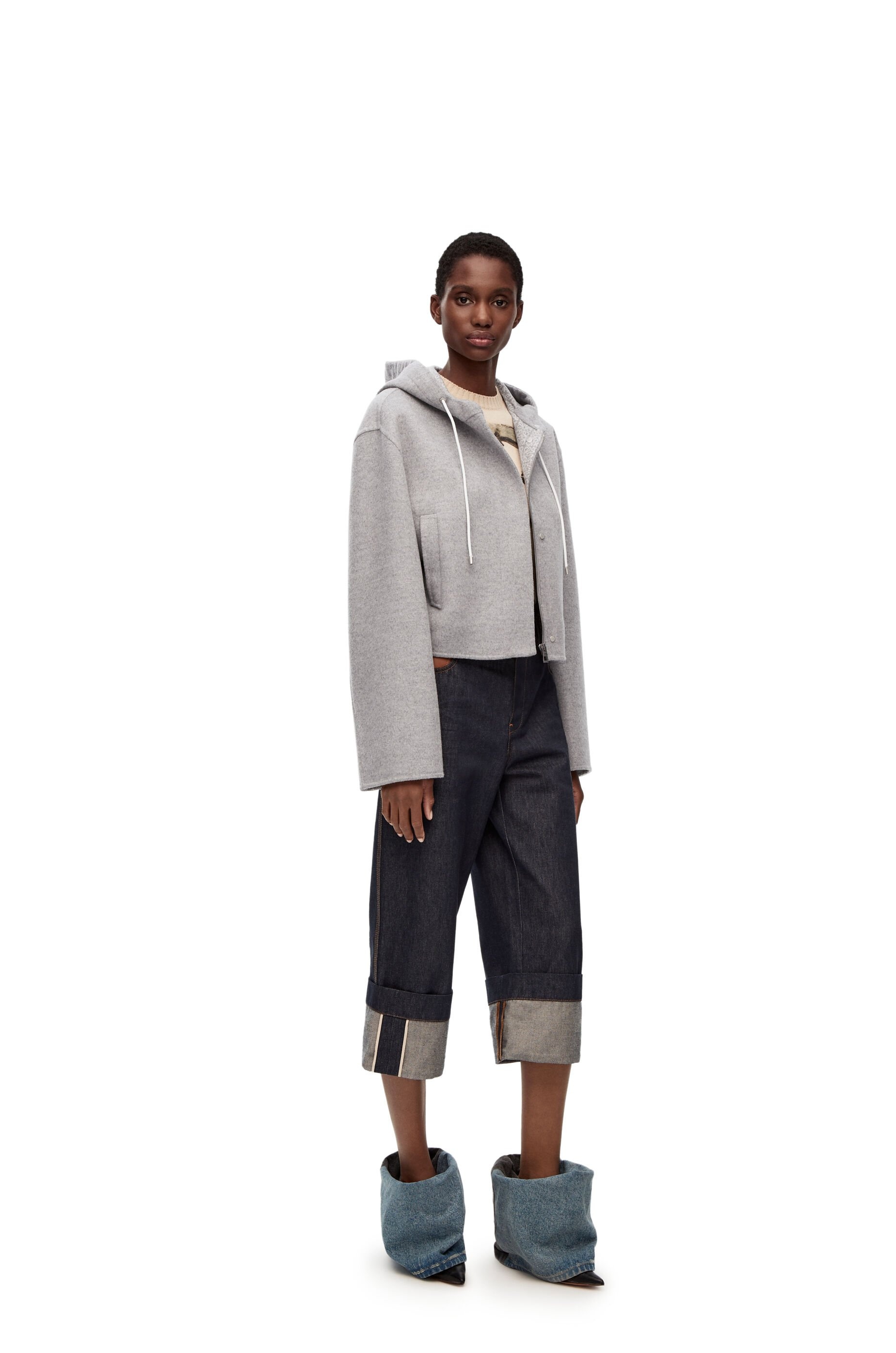 Anagram jacquard hooded jacket in wool - 2