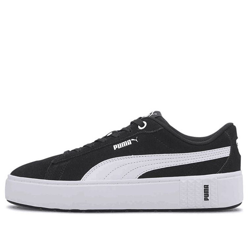 (WMNS) PUMA Smash Platform V2 Suede 'Black White' 373037-04 - 1