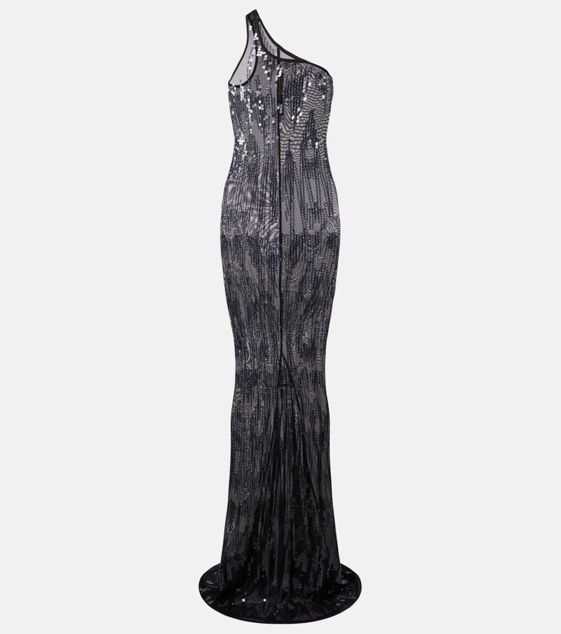 Lilies one-shoulder sequined tulle gown 1