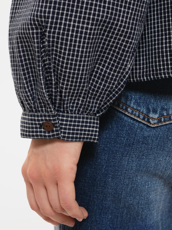 Edith Check Blouse Indigo - 5