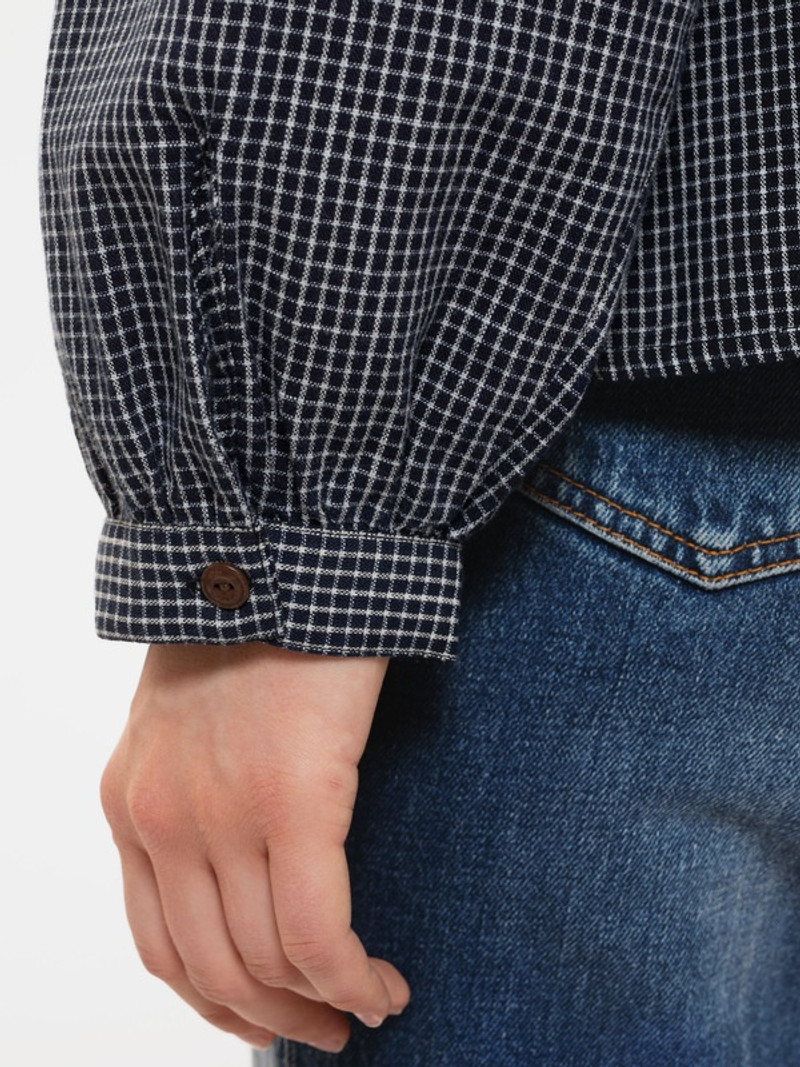 Edith Check Blouse Indigo 5