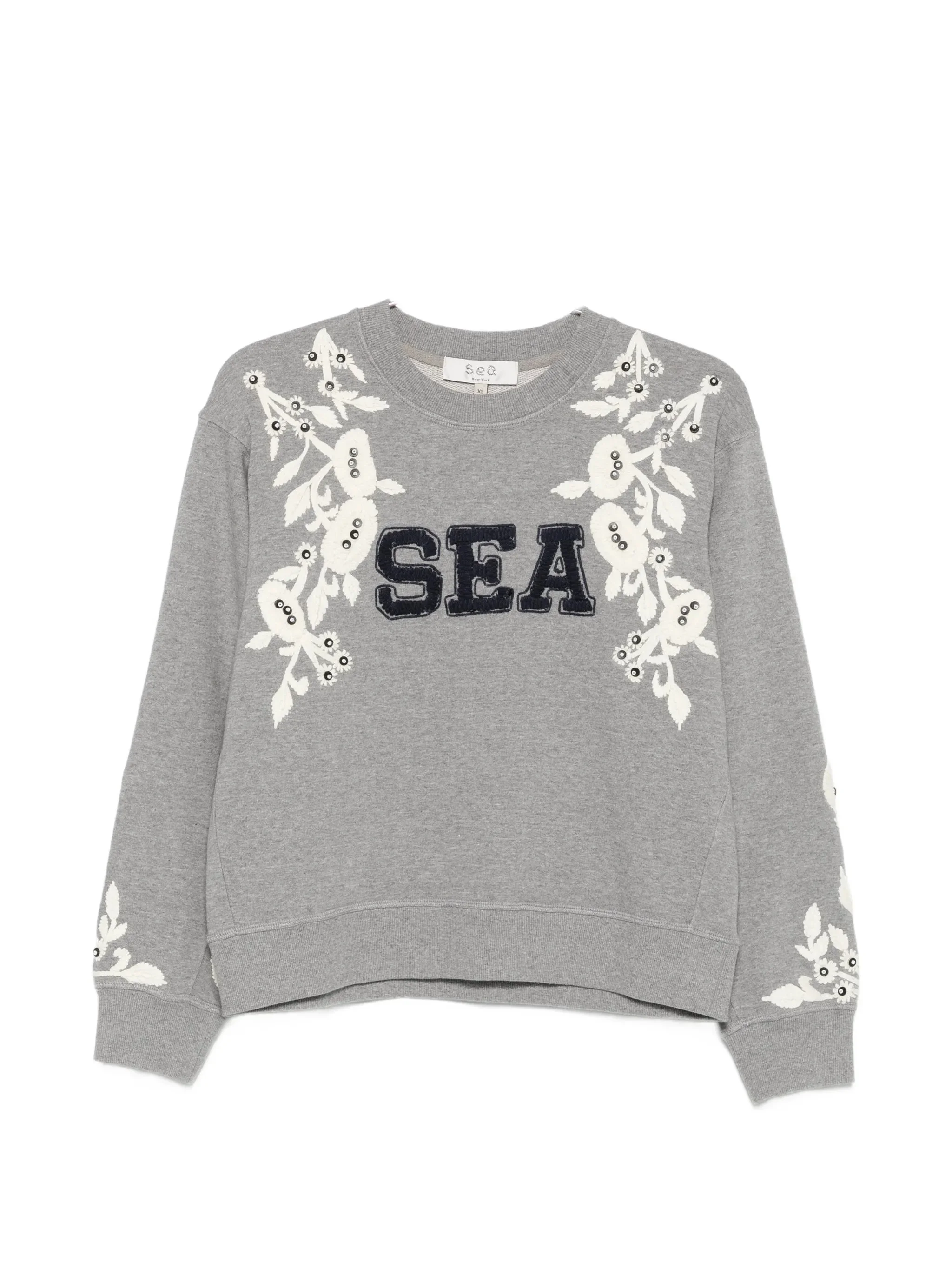 Sea Floral-embroidered Sweatshirt - 1