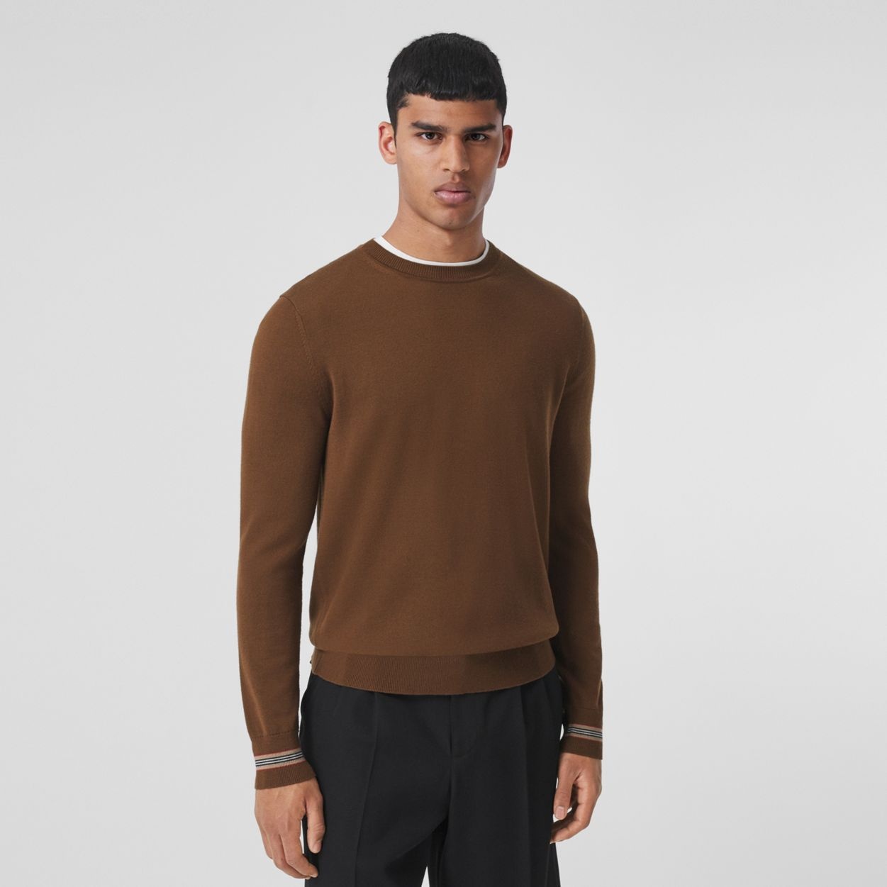 Icon Stripe Trim Wool Sweater - 6