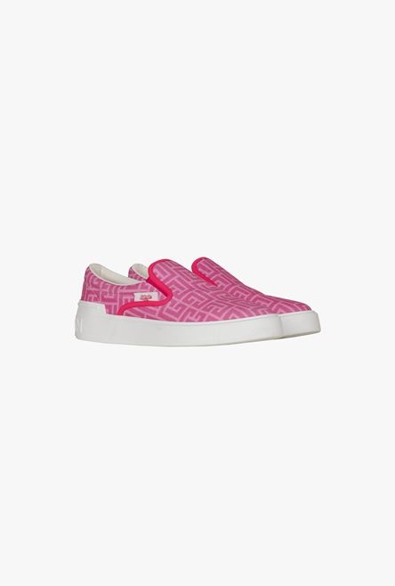 Balmain x Barbie - Pink monogrammed slip-on B-Court sneakers - 2