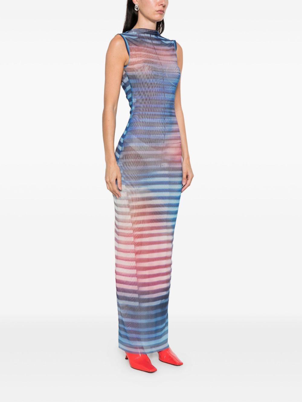 striped sleeveless dress - 3