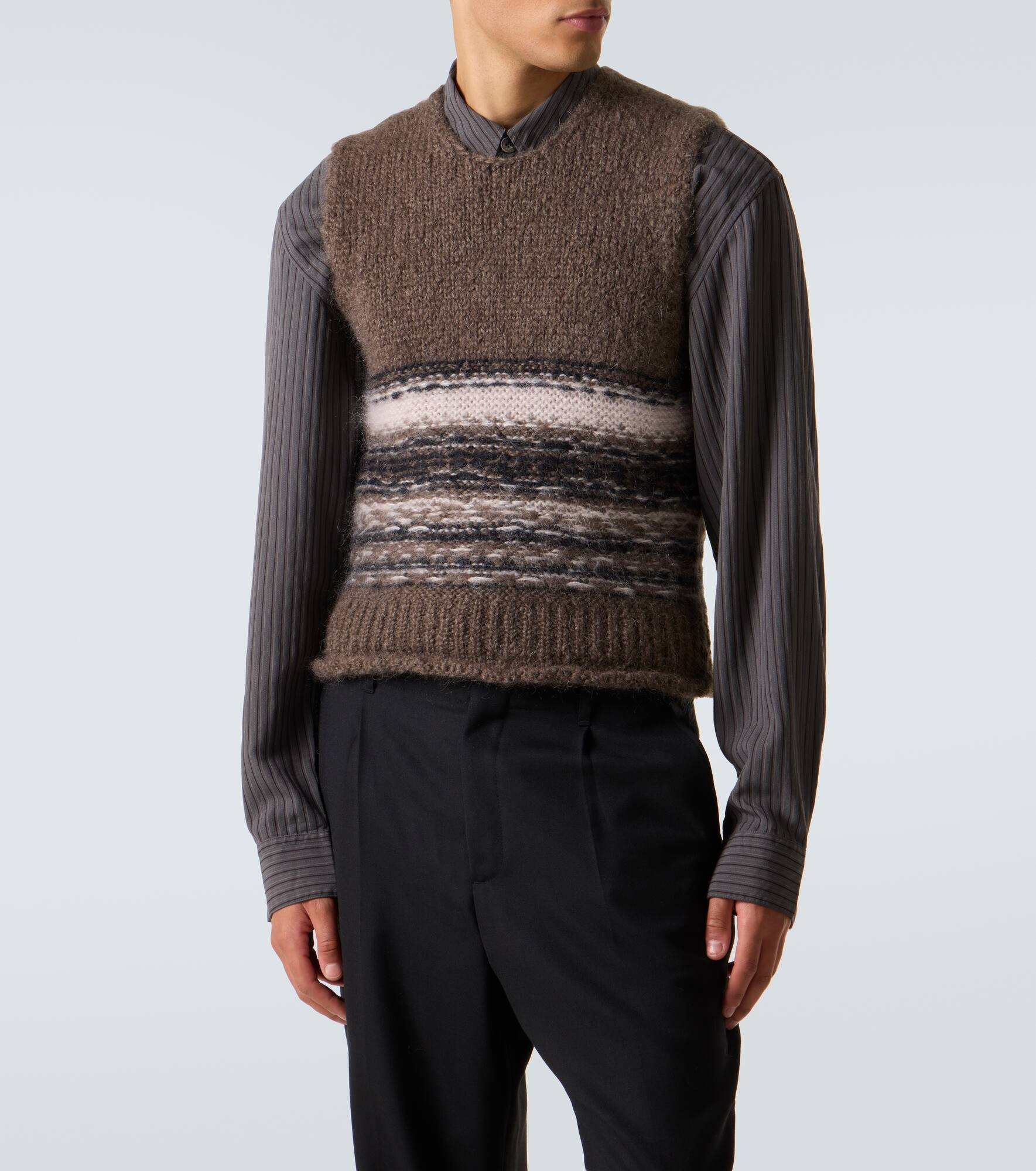 Pleaser striped wool-blend sweater vest - 3