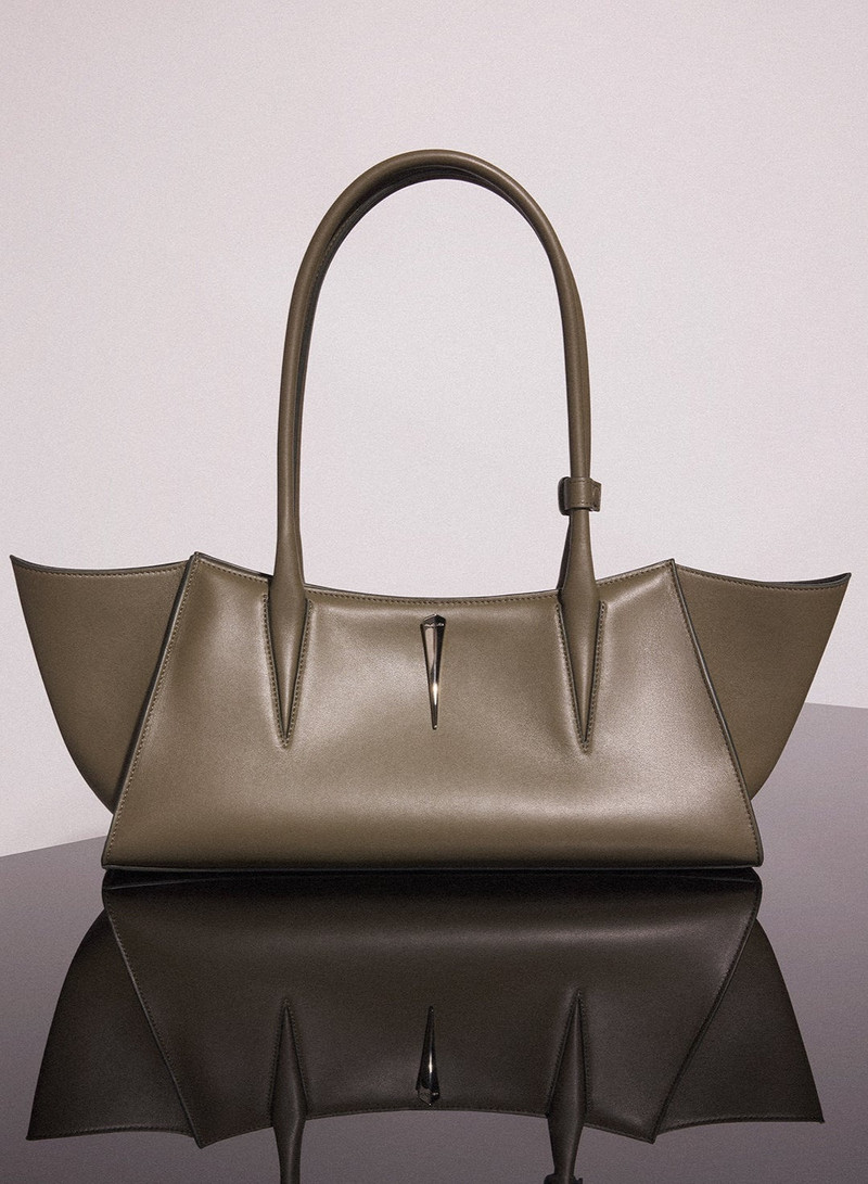 khaki smooth leather fang bag 1