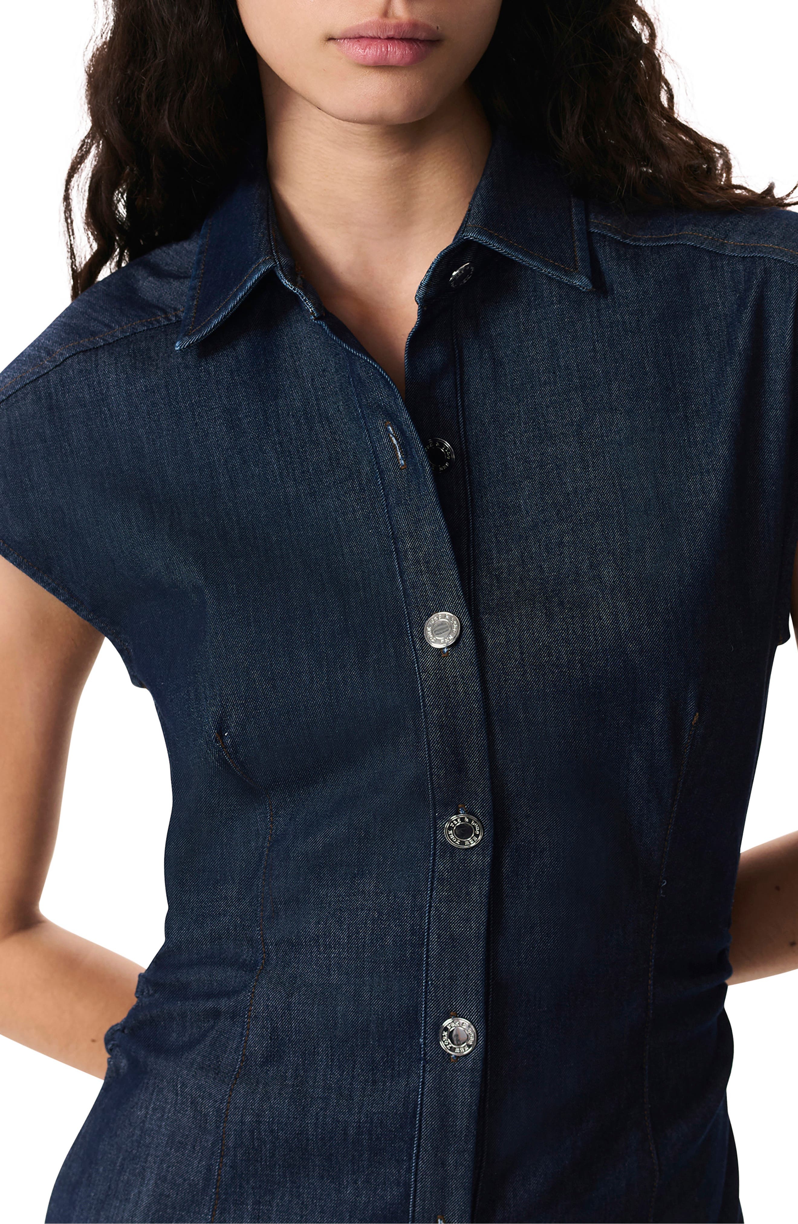 rag & bone Airflex Leah Cotton Blend Denim Shirtdress in Rinse at Nordstrom - 3