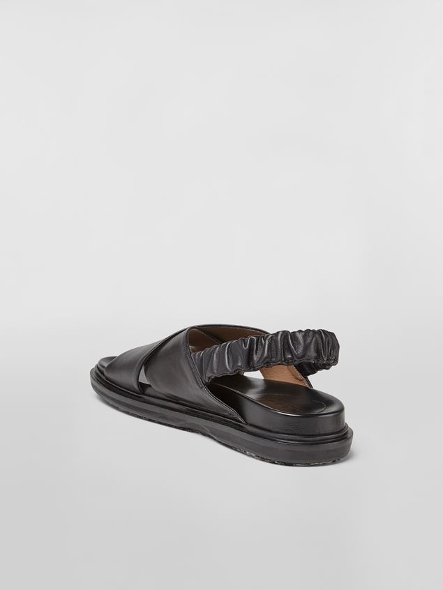CRISS-CROSS FUSSBETT IN BLACK NAPPA LEATHER WITH STRETCH SLINGBACK - 3