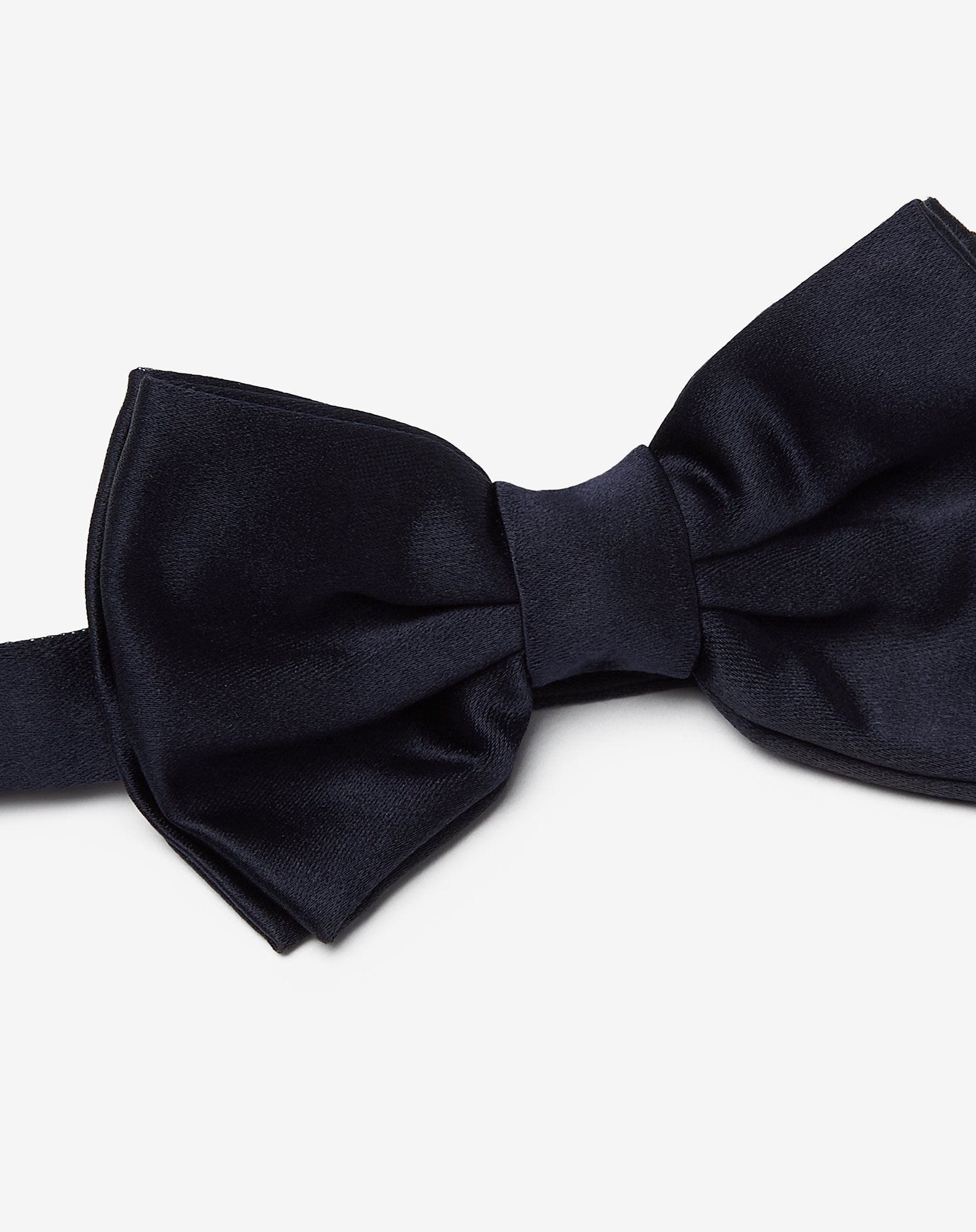 Navy blue satin silk bow tie - 2