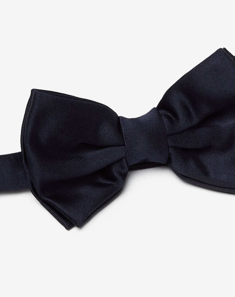 CORNELIANI Navy blue satin silk bow tie outlook