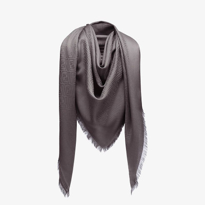 FENDI Gray silk and jacquard wool shawl outlook