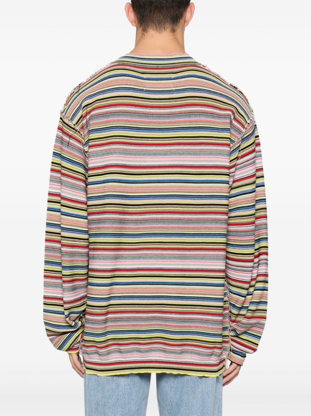 exposed-seam striped jumper - 4