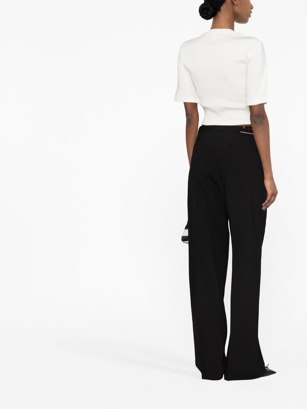 Lingerie cut-out wool trousers - 4