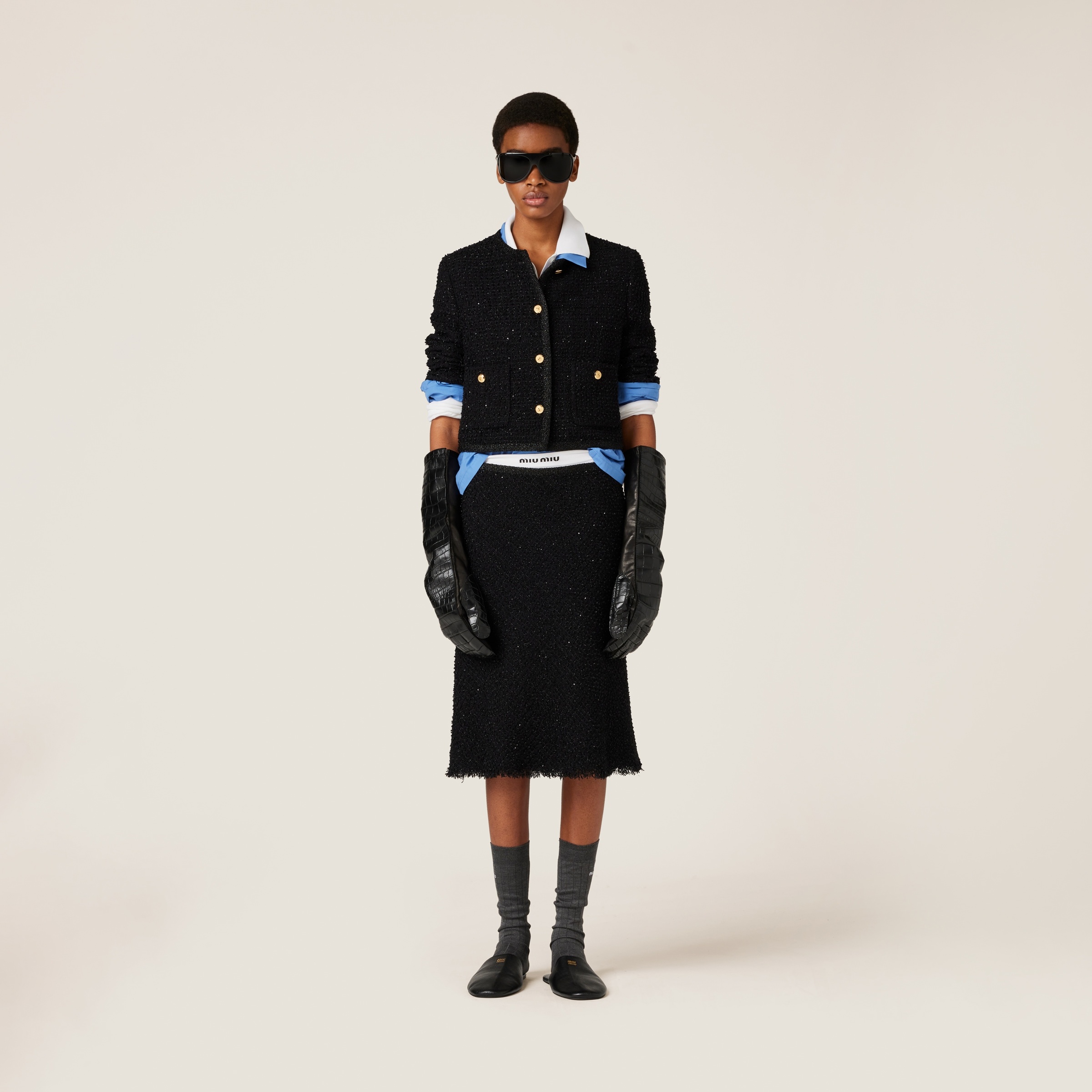 Lamé bouclé skirt - 2