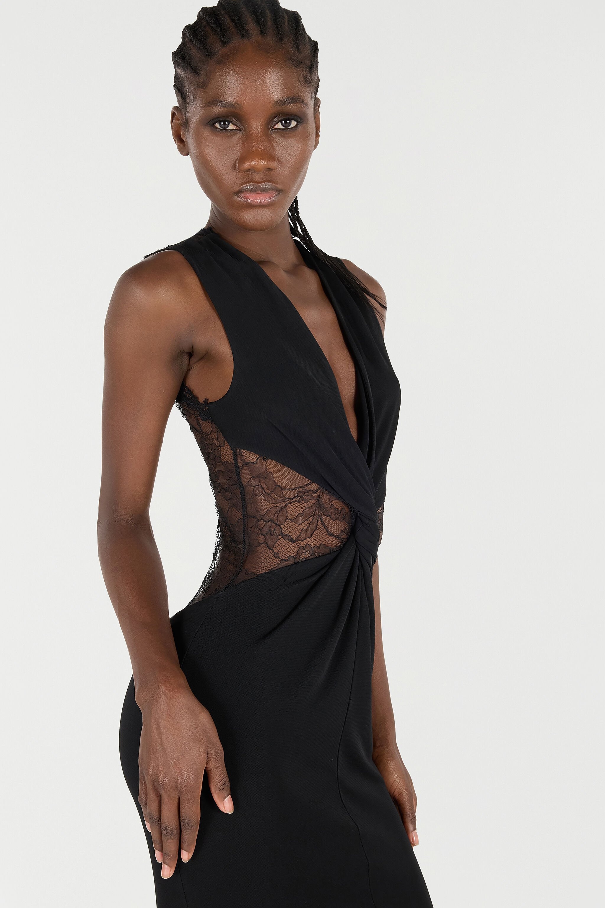 Extra Long Dress with Lace - 5