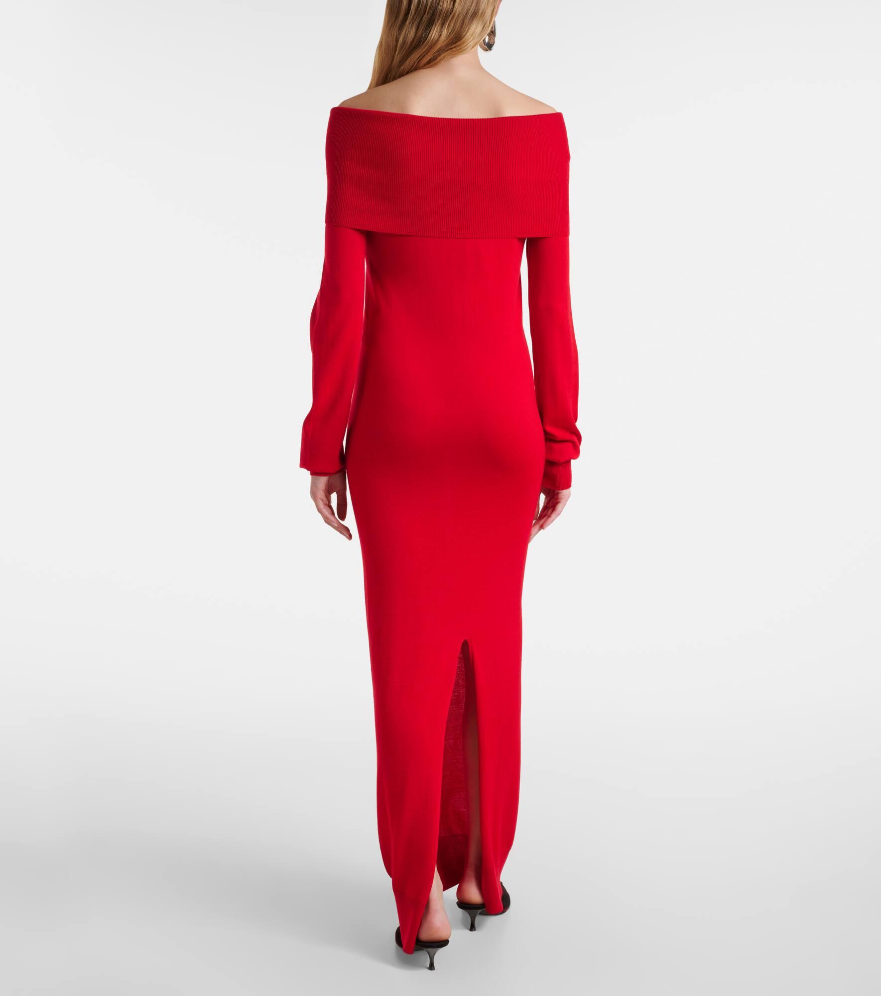 Off-shoulder virgin wool maxi dress - 3