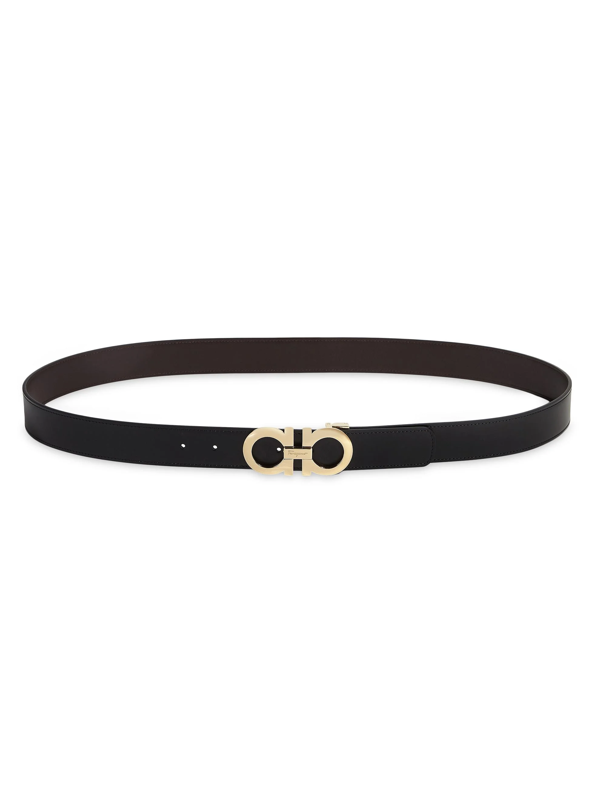 Men's Gancini Buckle Adjustable Cut-to-Size Reversible Belt - Nero Hickory - 1