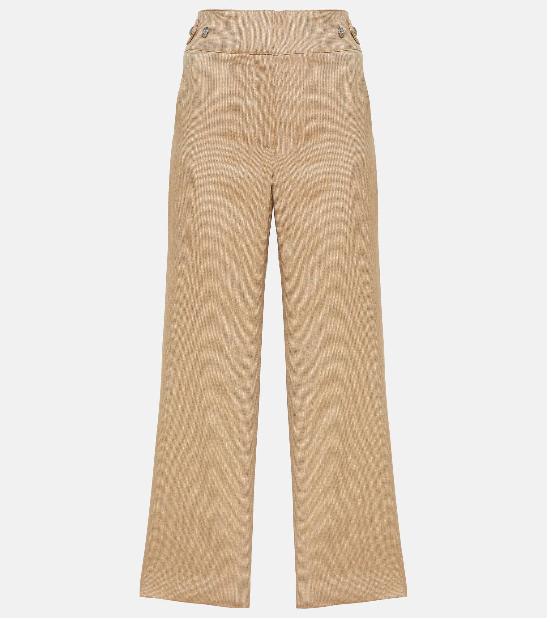 Aubrie linen-blend cropped pants - 1