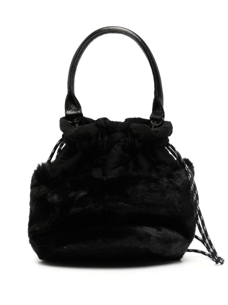 faux-fur drawstring bucket bag - 1