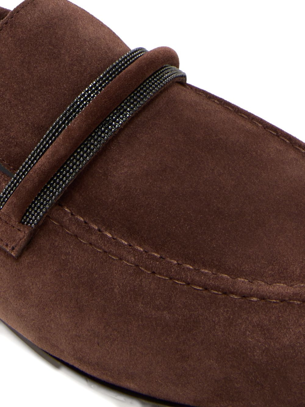 beaded-embellished suede loafers - 3