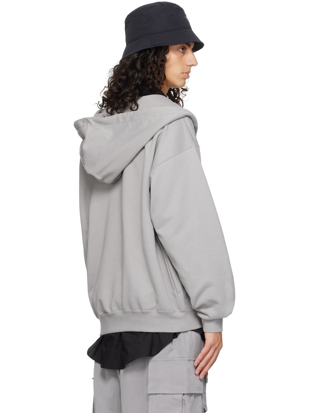 Gray Printed-Logo Hoodie - 3