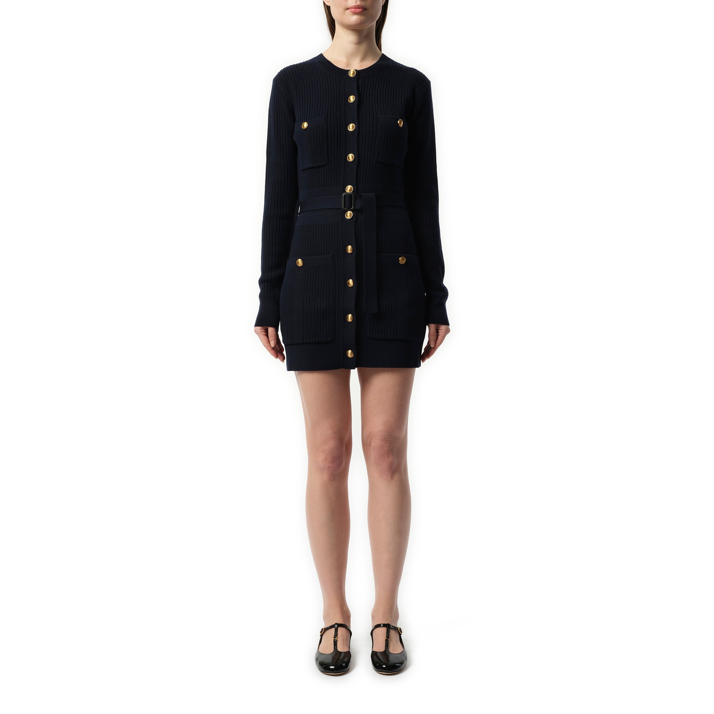 Long Fitted Cardigan in Navy - 4