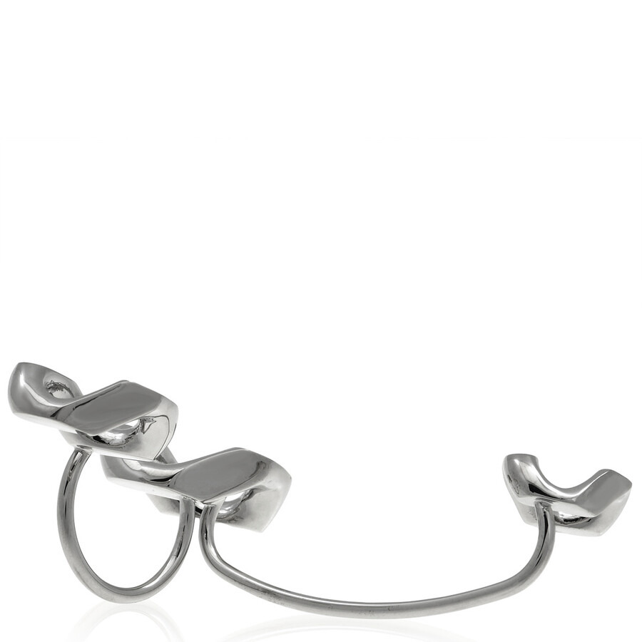 Burberry Chain Link Palladium-Plated Trio Ring - 3