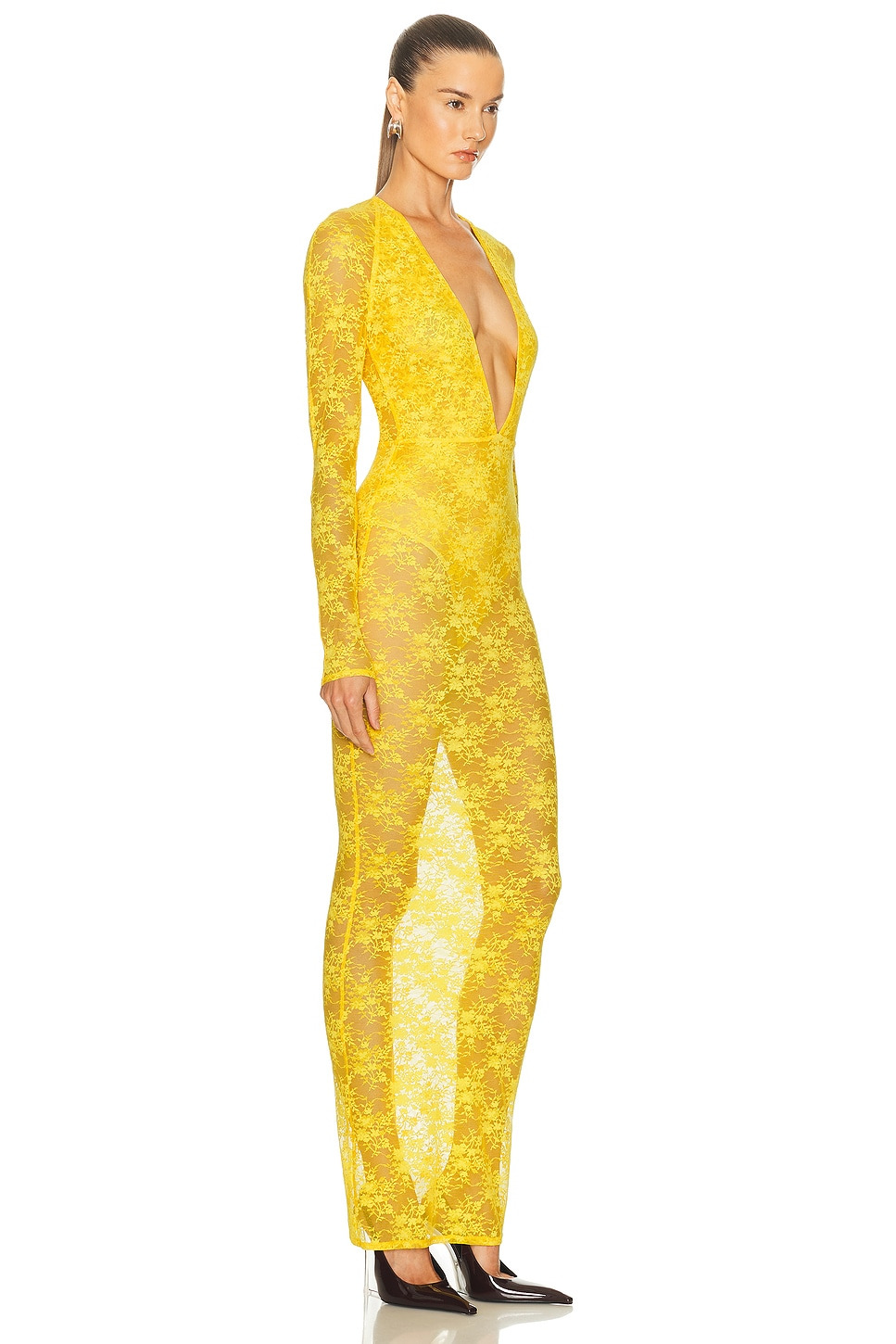 Long Sleeve Halter Column Dress - 2