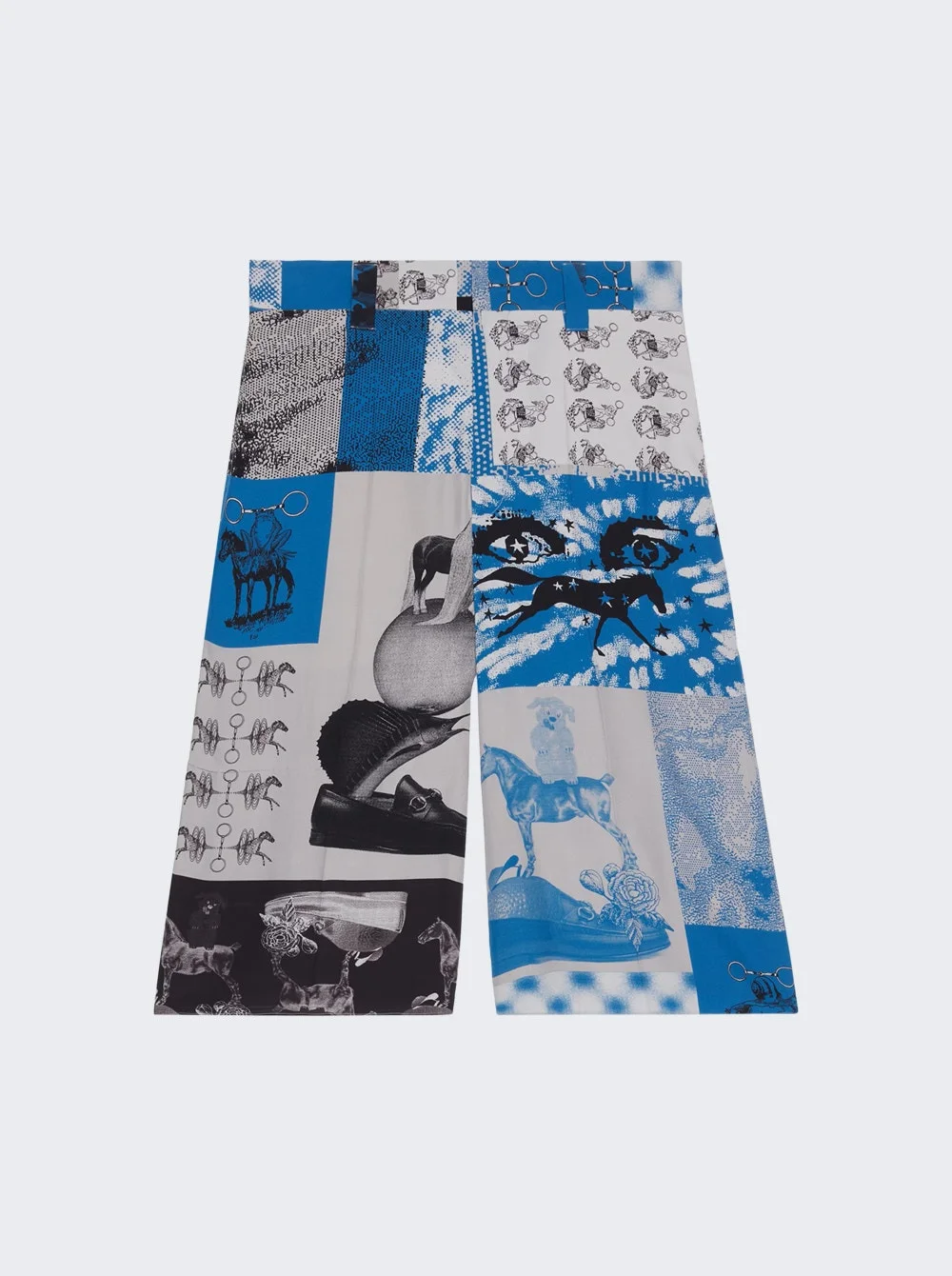 Graphic Print Viscose Shorts Blue - 1