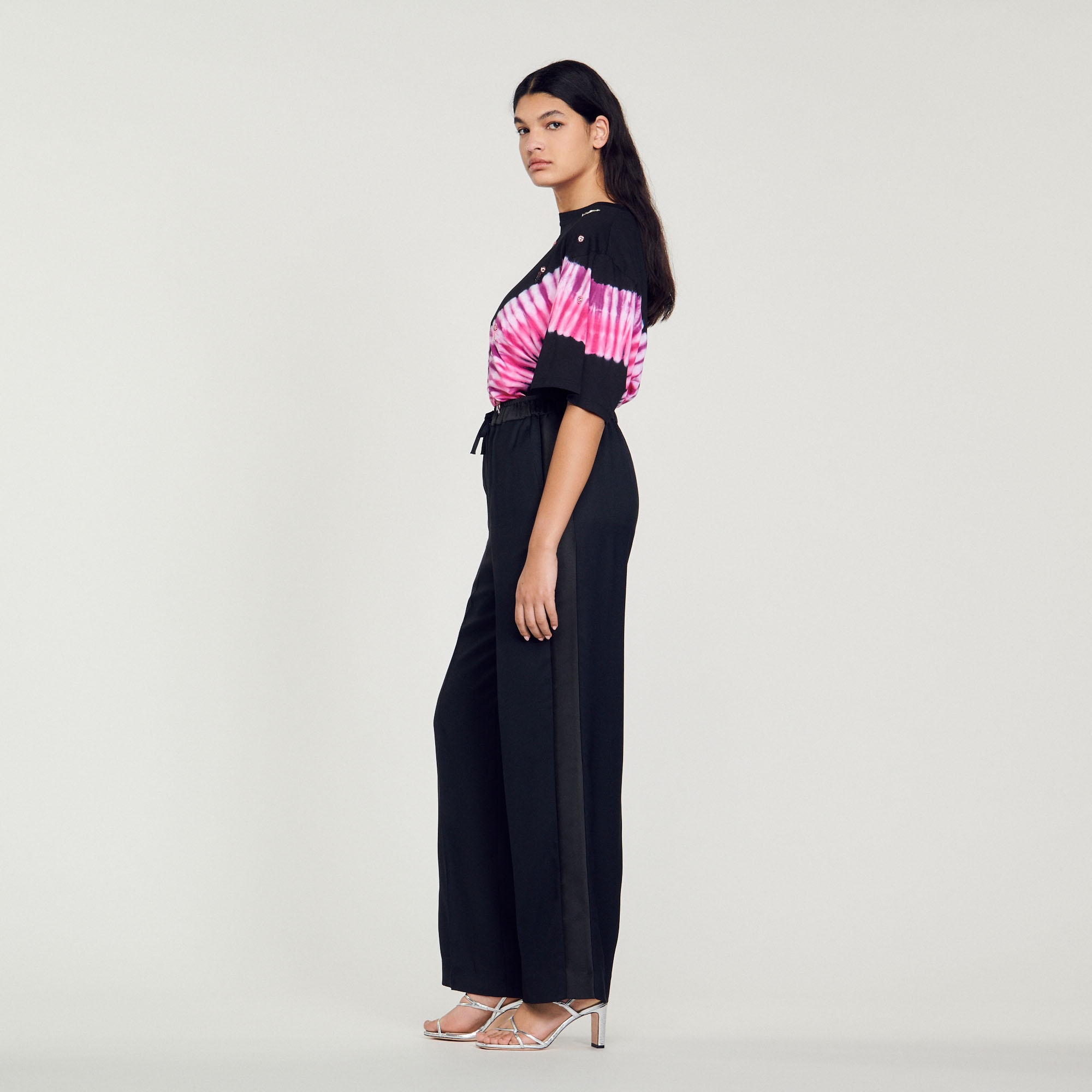 Wide pants with satin side stripes - 7