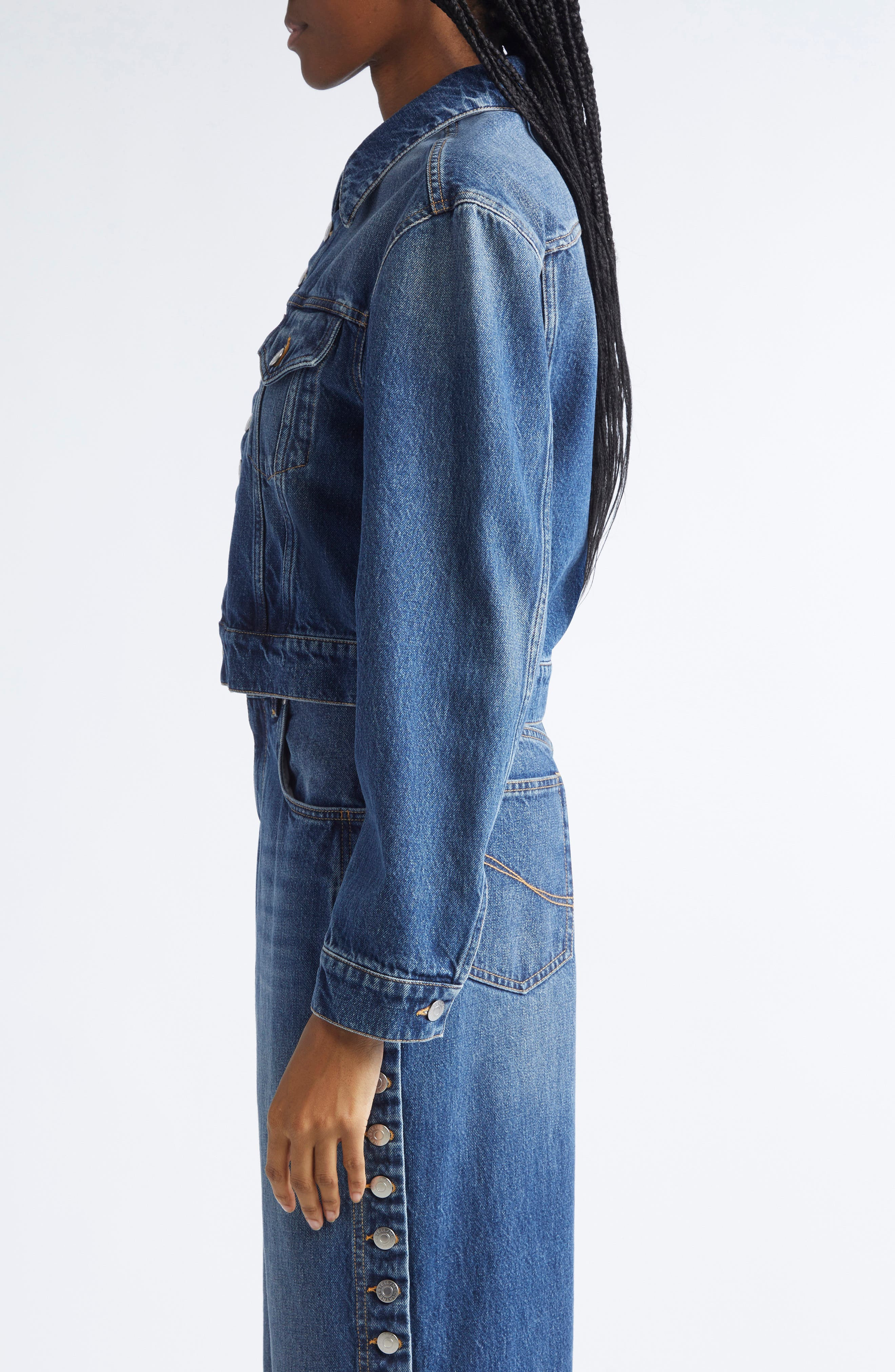 Stella McCartney Button-Up Denim Jacket in Dark Blue at Nordstrom - 4