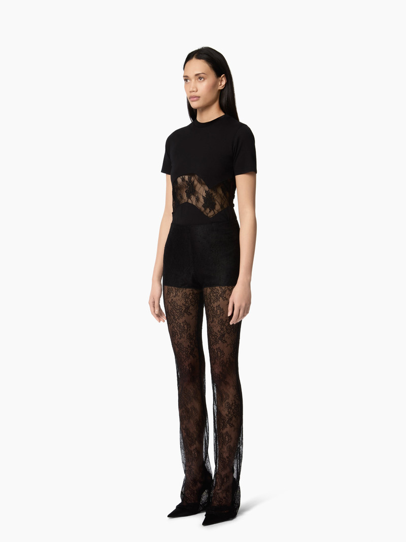 NINA RICCI Black Lace Inserts T-Shirt outlook