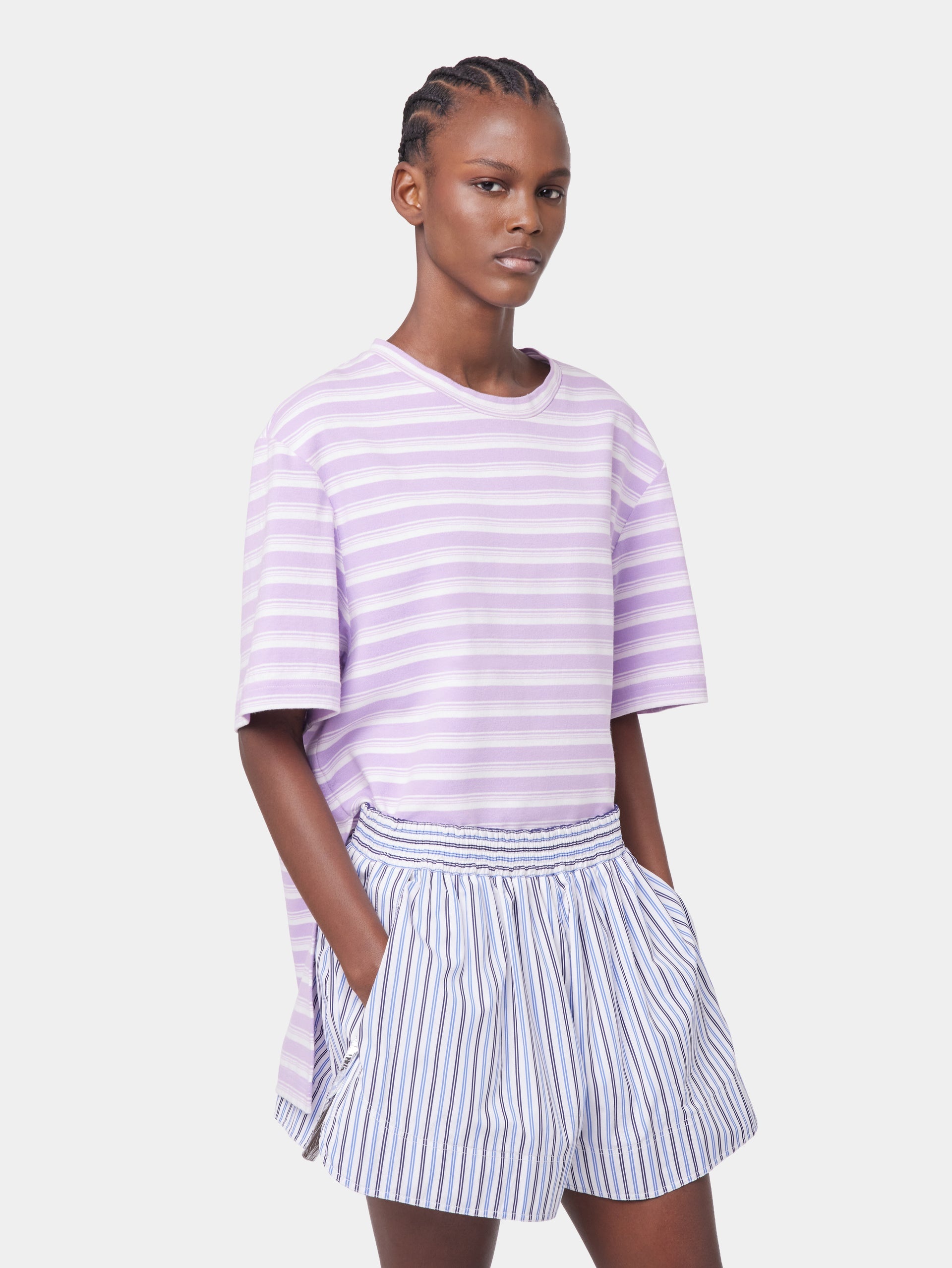 STRIPED SHORTS IN COTTON POPLIN - 3