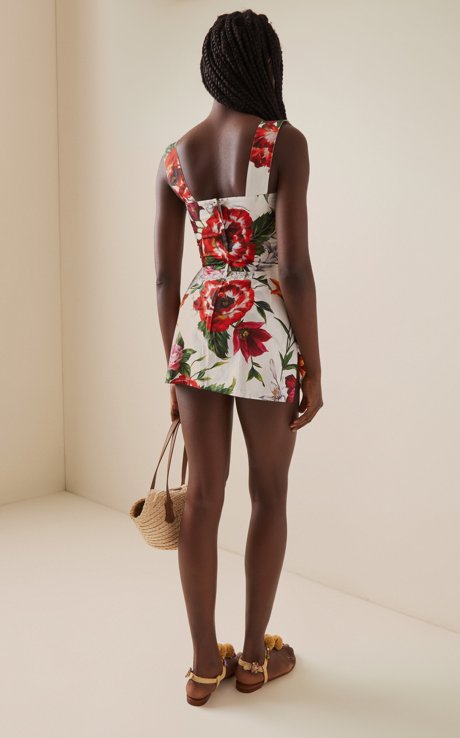 Floral-Printed Cotton Poplin Bustier Mini Dress floral - 4