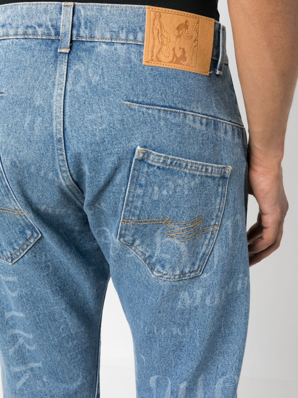 printed straight leg jeans - 6