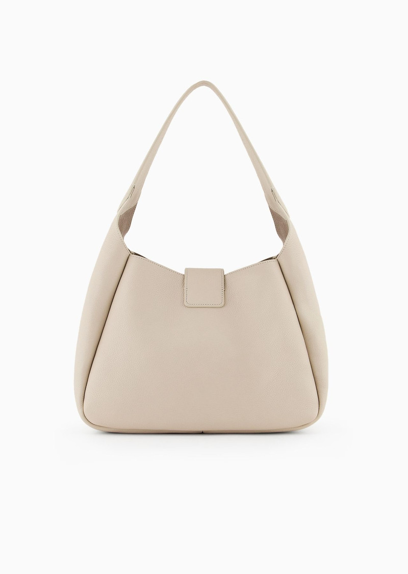 Leather hobo shoulder bag with eagle buckle 3