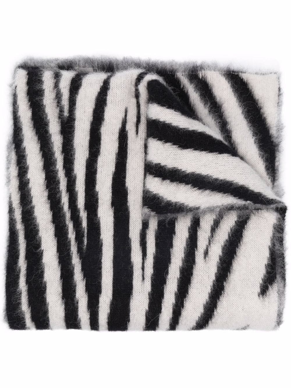 zebra-print knit scarf - 1