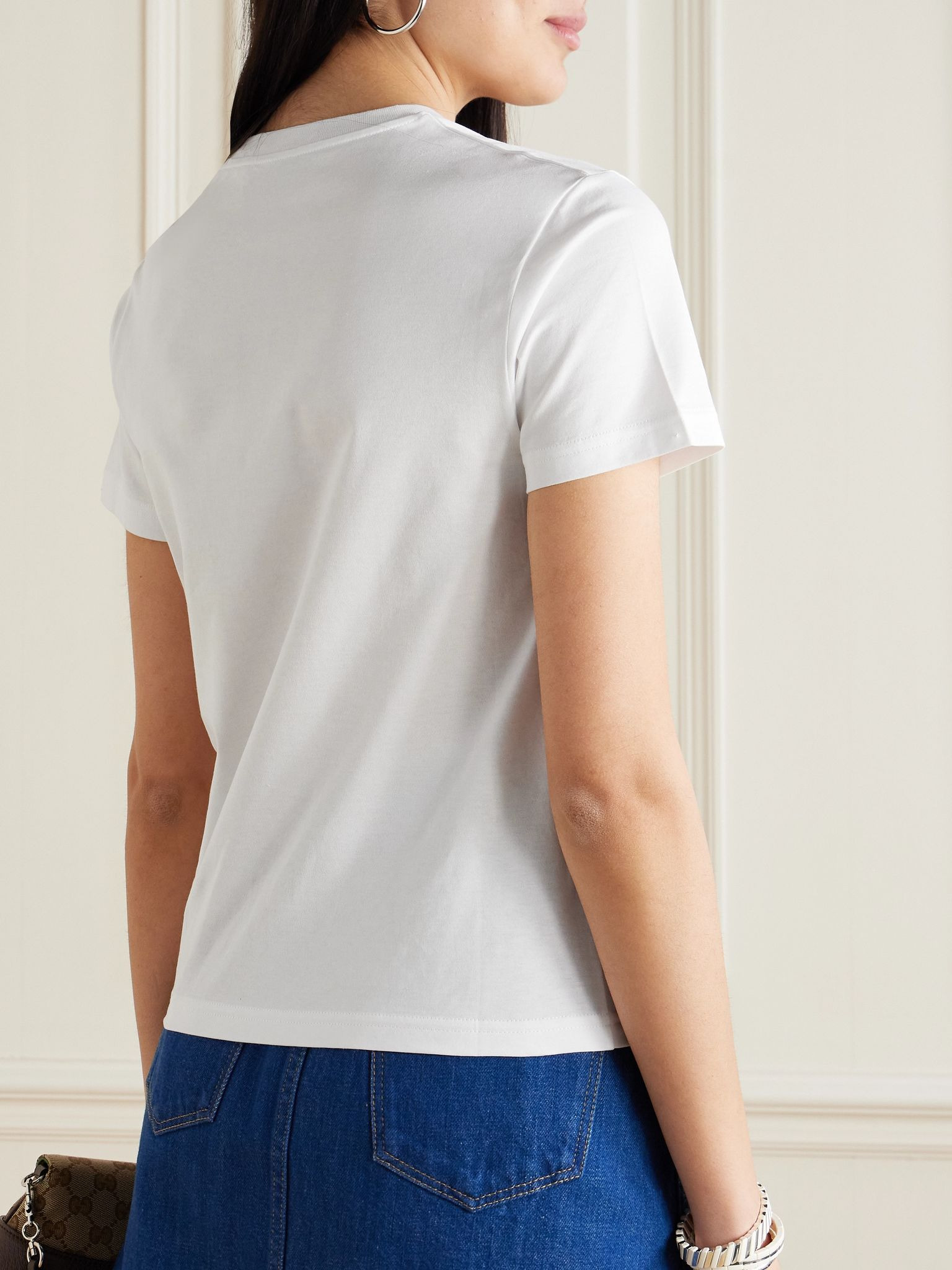 Logo-embroidered cotton-jersey T-shirt White - 3