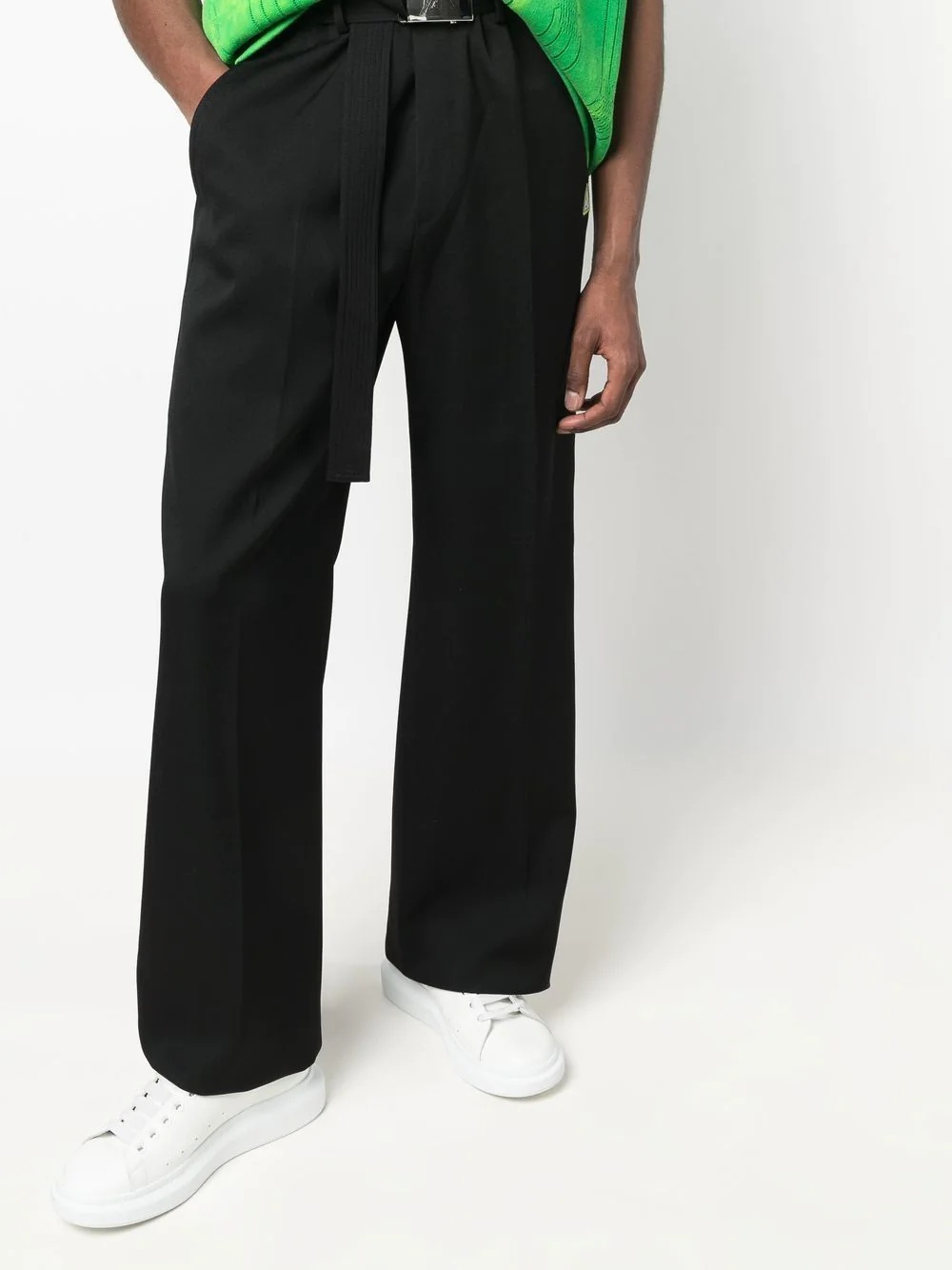 wide-leg wool trousers - 5