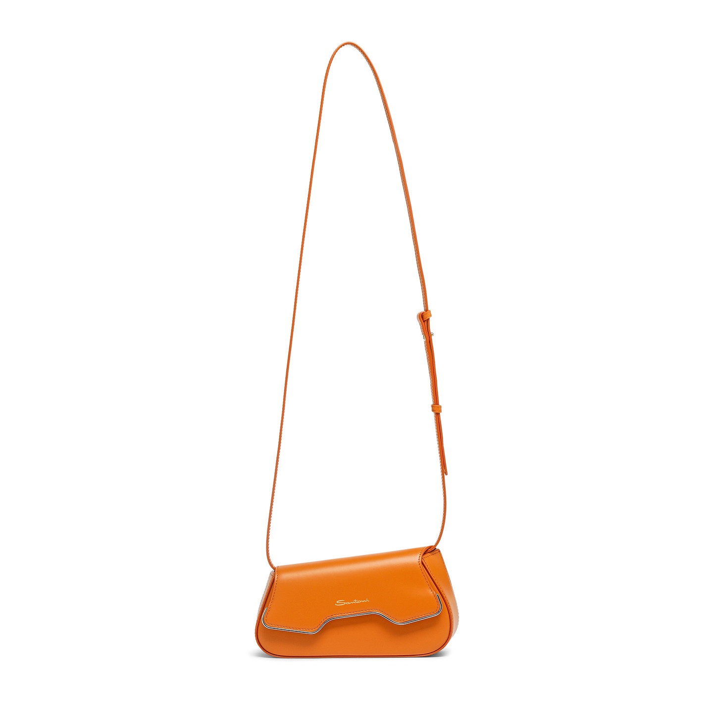 Orange leather The Pluto crossbody bag - 3